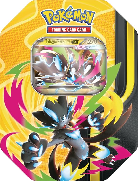 Pokémon: Mega-Power Tin: Mega-Zeraora ex from JCC Pokémon (4 Upgrade Envelopes and 1 Holographic Promotion Card)