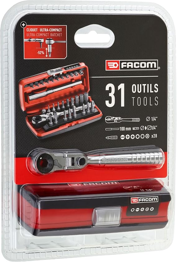 Facom Socket Spanner Set 1/4 Teeth R.180 31-Piece