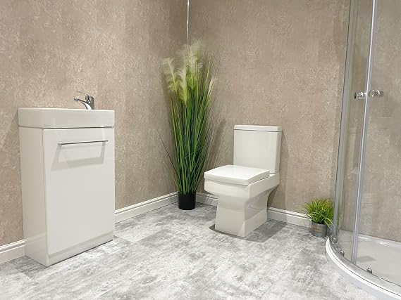 DBS Bathrooms Light Concrete Beige Matt PVC Bathroom Wall Panels, Kitchen Cladding, Shower Wet Wall (4 Panels)