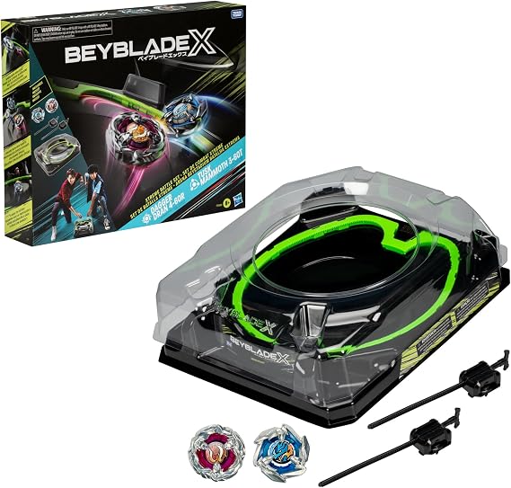 BEYBLADE X Xtreme Savaş Seti, Beystadium Arenalı X-Celerator Rail, 2 Sağ Dönen Top Oyuncak, 2 Fırlatıcı, Erkek ve Kız Oyuncakları, 8+