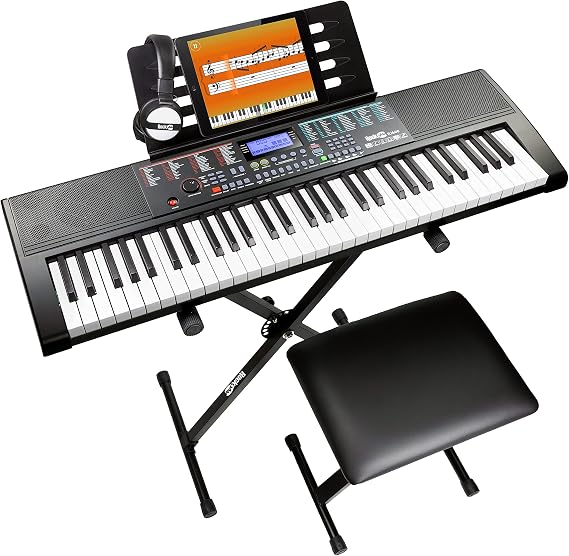 RockJam RJ660 61 Key Keyboard Piano Kit with Stand, Bench & Headphones