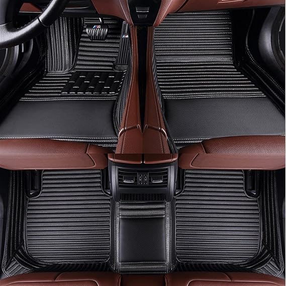 Customized Car Floor Mats Suitable for 99% Car Truck SUV, Car Mats All Weather Personalized,Full Coverage Luxury Car Mats Leather Floor Mats,Black 1