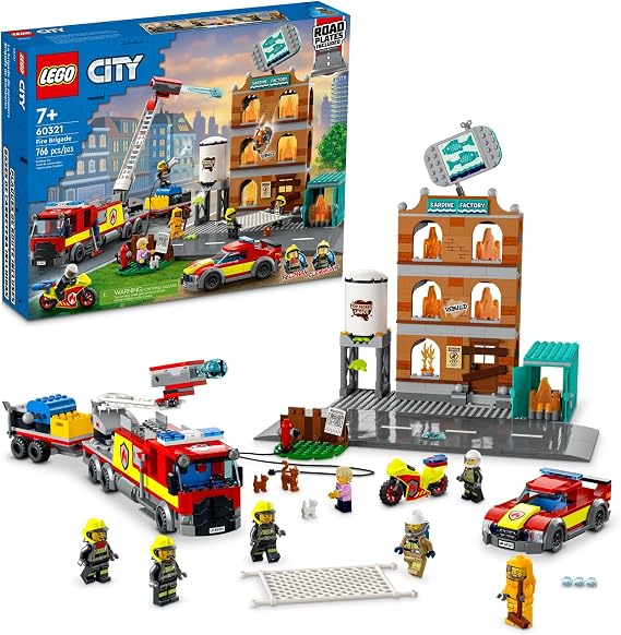 LEGO City Fire Brigade 60321 Building Kit; Multi-Model Playset with 2 City TV Characters, for Ages 7+ (766 Pieces)