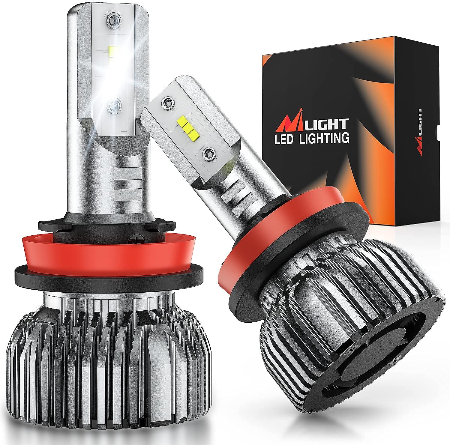 Nilight H11 LED Headlight Bulbs, 350% Brighter, 50W 10000lm Headlamp Bulbs, Mini Size, H9 High Beam, H11 Low Beam, H11H9H8H16 Fog Light, 6000K Cool White, Pack of 2