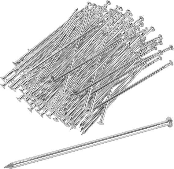 100 Pack 7 Inch Galvanized Landscape Spikes, Landscape Timber Spikes for Artificial Turf, Heavy Duty Tent Pegs Paver Edging Nails