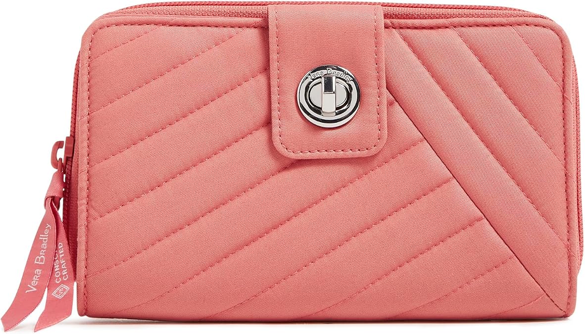 Vera Bradley Cotton Turnlock Wallet With Rfid Protection Terracotta Rose