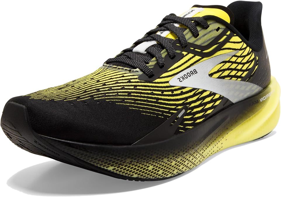 Brooks メンズ Hyperion Max ニュートラル ランニングシューズ, ブラック/ブレイジングイエロー/ホワイト。, 7