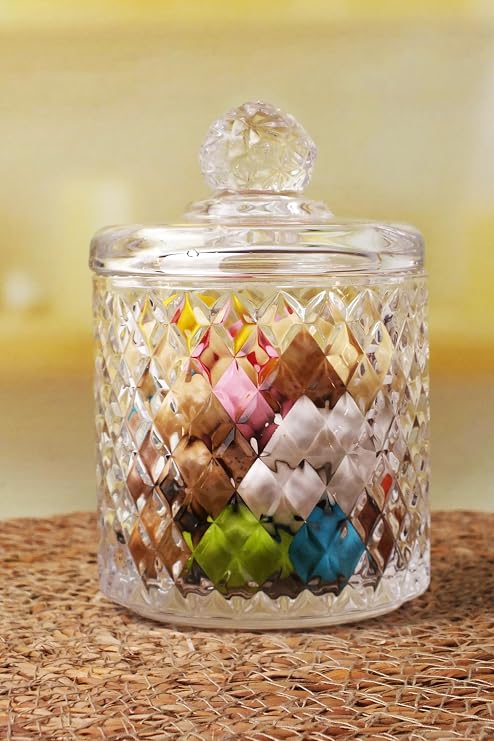 Deconox Lüx Kristal Büyük Cam Şekerlik & Cam Lokumluk, Kesme Cam Lüx Şekerlik 13cm*7.8cm - 06640