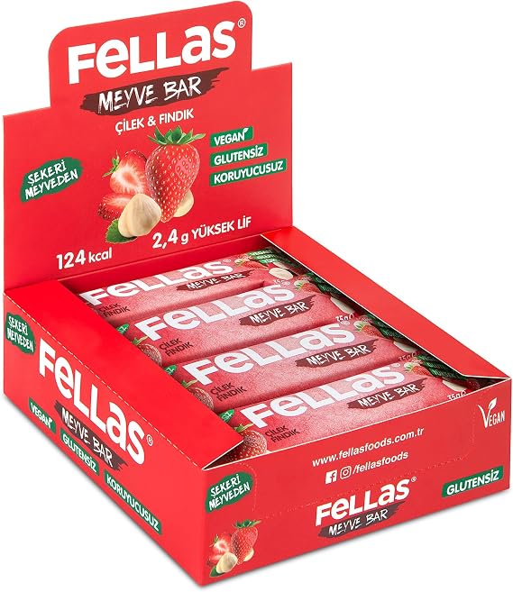 Fellas Meyve Bar, Çilekli ve Fındıklı, 35gr x 12 Adet