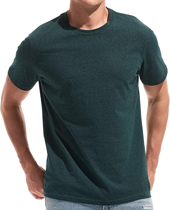 VEIISAR Men's T-Shirt Medium Fabric Thick Stretch Cotton Yarn-Dyed