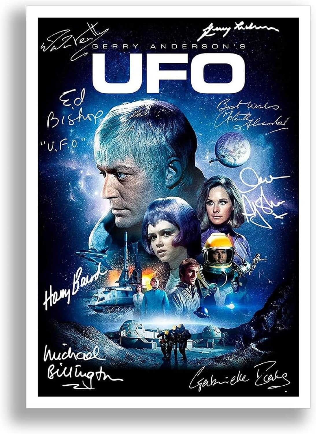 UFO Cast Signed Autograph A4 Poster Photo TV Show Series Season Framed Memorabilia Gift Gerry Anderson A3 POSTER ONLY