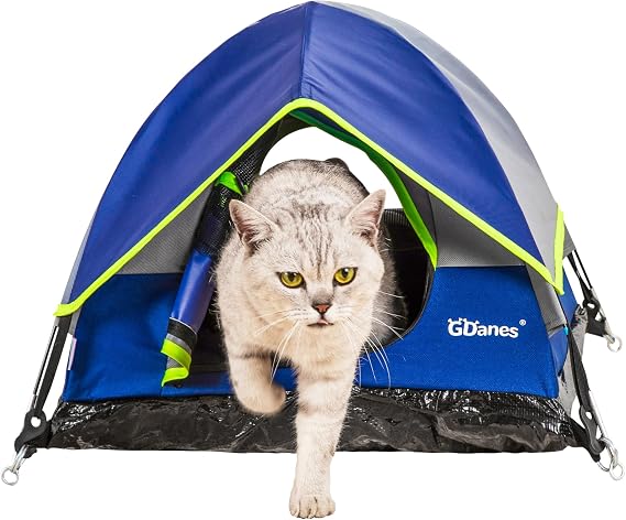Blue Cat Tent, Large Cave Bed for Indoor Cats and Small Dogs with Soft Mat - 22" x 22" x 14"