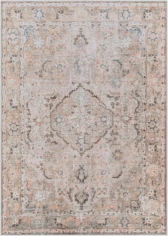Livabliss Baku Riverside Vintage Rug – 160x213 cm, Light Pink & Ivory