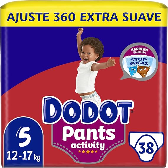 Dodot Activity Pants Diaper-Briefs Size 5, 38 Nappies, 12kg-17kg, With Barrier Stop Leaks That Helps Prevent Rear Leaks