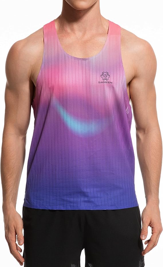 Sanken Men's Seamless Running Singlets Marathon Tank Top Quick Dry Athletic