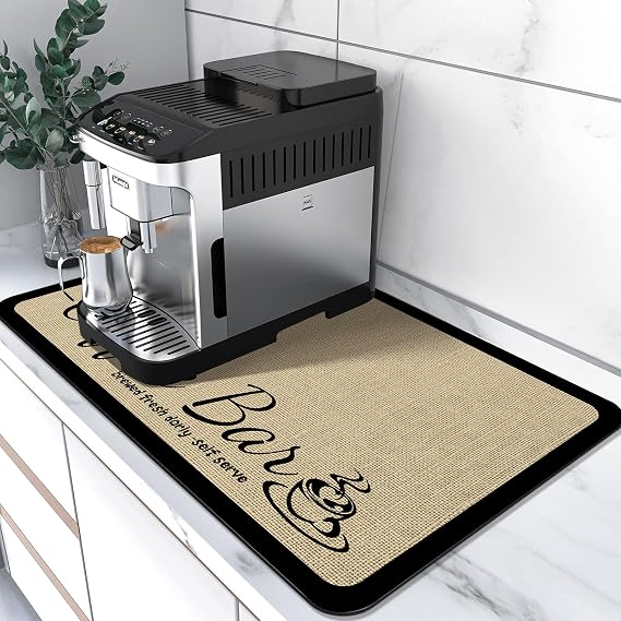 Super Absorbent Coffee Mat Dish Drying Mat Coffee Bar Accessories Match with Coffee Maker,Coffee Bar Mat for Countertop,Dish Drying Mat for Kitchen Counter (30x50cm)