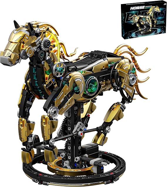 CSNRHG Mechanical Horse Building Block Set Build & Pose with Movable Legs – DIY Model Kit