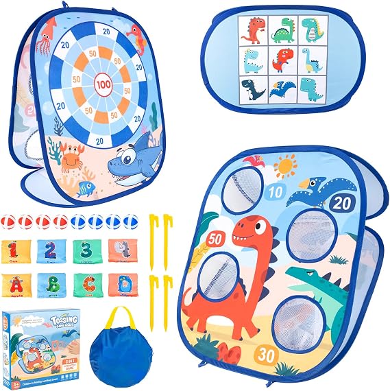 Throwing Game Dartboard for Kids, Games for Kids Aged 3 and Up, 3 - in - 1 Bean Bag Toss Game, Birthday Gifts, Family Party Activities, Indoor Toy, Garden Toy, Party Toys