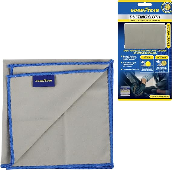 Goodyear Microfibre Dusting Cloth I Specially designed microfibre cloth for windscreens, windows and mirrors | Statically charged cleaning fibres attract dust | Leaves a lint free finish | 60m x 40cm