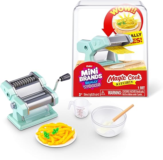 Mini Brands Really Works Magic Cook Kitchen Capsule Series 1 (Pasta Maker) by ZURU, Miniature Real Working Kitchen Appliances, Non-Edible Collectible Mystery Toy for 3+ Kids, Teens and Adults