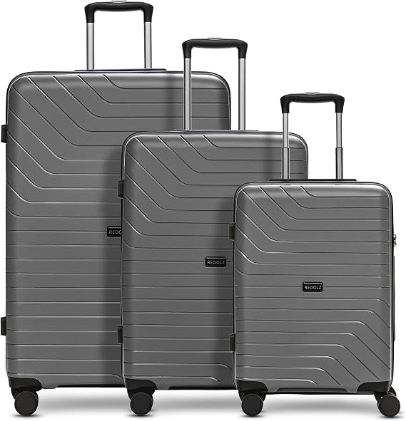 REDOLZ Essentials 05 Hard Shell Suitcase for Women/Men - Lightweight Trolley Made of PP Material - with 4 Double Wheels & TSA Combination Lock, Stone, Kofferset (3-teilig)