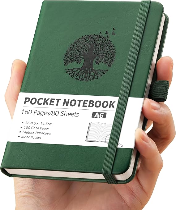 RETTACY Pocket Notebook, A6 Lined Journal, Small Mini Notepad, 160 Pages