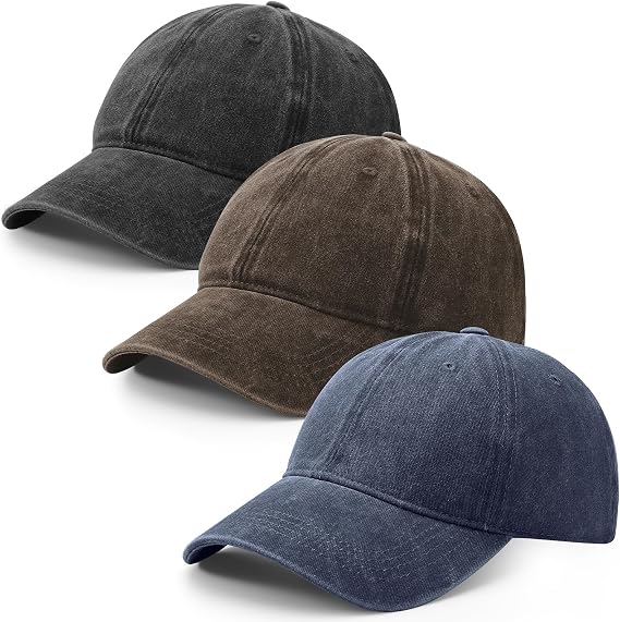 ViEinkaufen 3 Pack Distressed Baseball Caps Mens Womens Vintage Washed Hat