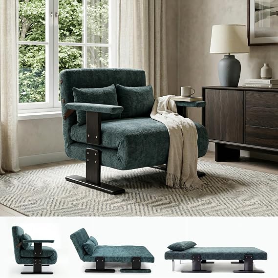 Folding Sofa Bed,101cm Click Clack Convertible Single Chair Bed with Pillow