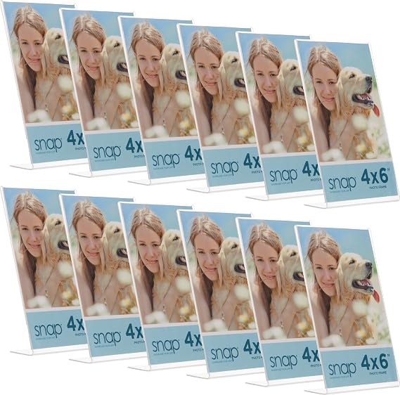 Snap 4x6 Clear Acrylic Self Standing Frame, Set of 12