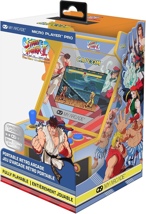 My Arcade Super Street Fighter II Mini Arcade Machine - Micro Player Pro Table Top Arcade Machine, Portable Handheld Game, Retro Gaming Console, Mini Retro Games Machines for Kids & Adults