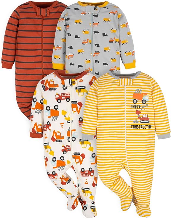 Gerber Baby Boys 4 Pack Sleep 'N Play Footie Baby and Toddler Sleepers