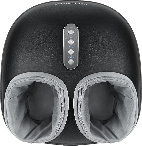Medcursor Foot Massager Machine with Heat Function, Deep Kneading Massager, Multi-Level Settings & Adjustable Intensity for Home or Office Use (Black)