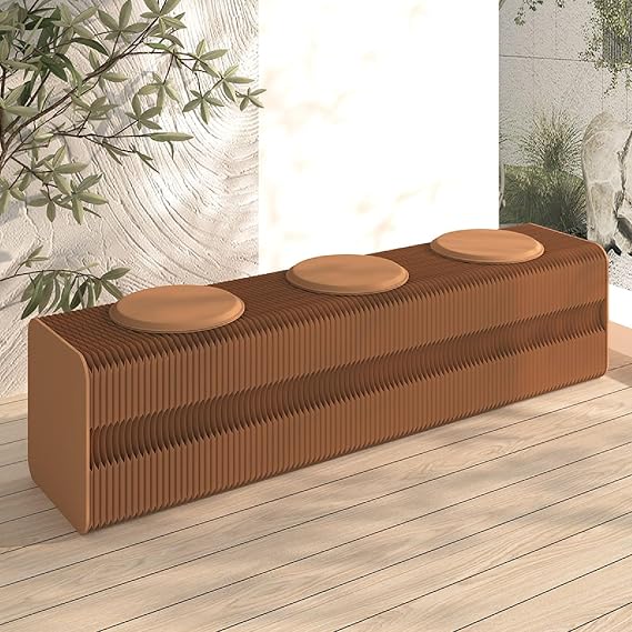 Folding Paper Stool, Bench, Long Chair, Backless, Reception Chair, Lobby Chair, Telescopic, 3-7 Seats, Paper Bench with Cushion, Stylish, Changing Room, Hospital, Waiting Room, Chair, Cafe, Store