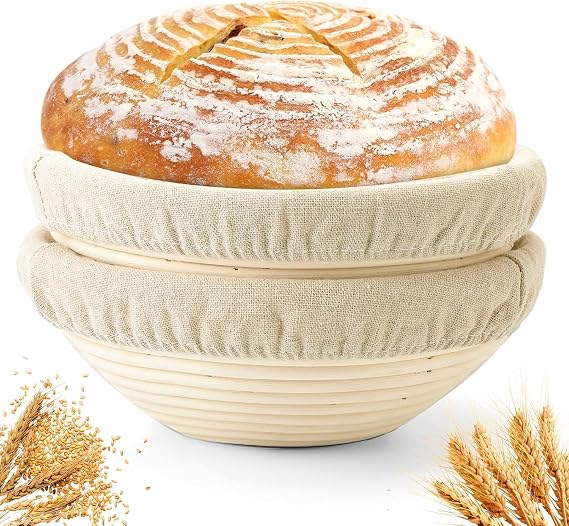 Banneton Bread Proofing Basket, 2 Pack 9"/23cm Round Sourdough Banneton Baskets, Banneton Bread Basket for Sourdough Baking Supplies
