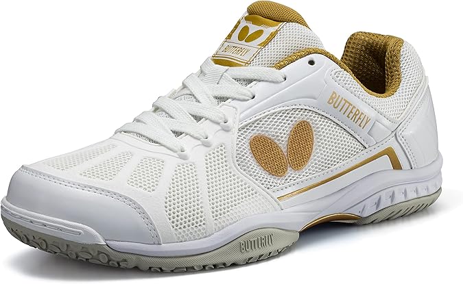 Butterfly 93620 Resoline Rephonence Table Tennis Shoes White/Gold, 11.4 inches 29.0 cm