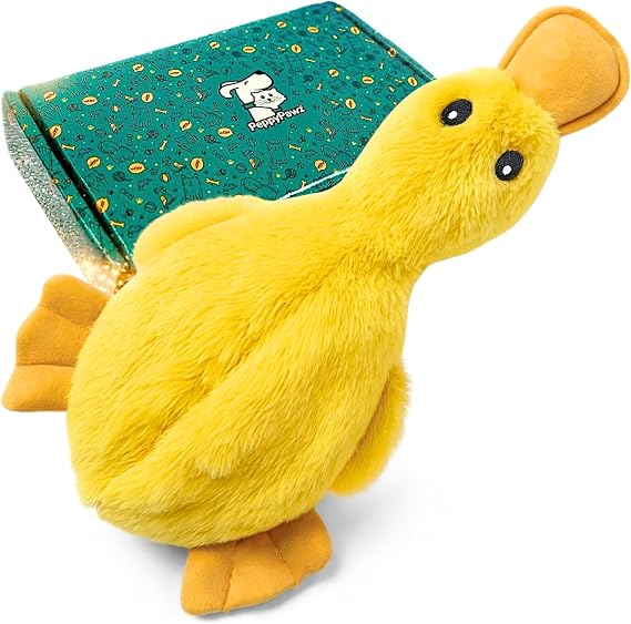 Squeaky Dog Toy, Soft Plush Calming Duck, Small Puppy Birthday Present Gift