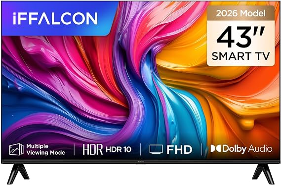iFFALCON 43S55 43 İnç Smart TV 2K FHD HDR 10 Gaming Android TV, Dolby Audio, Oyun Modu, İnce Tasarımlı Çoklu Göz Koruma (2026 Modeli) [Enerji Sınıfı F]