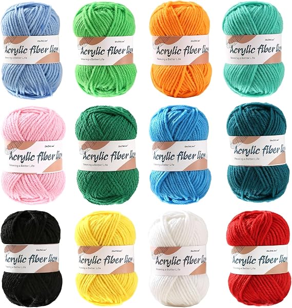 12PCS Crochet Yarn 25g Each,Acrylic Knitting Wool - Multi-Color Yarn for Crochet Kits, Beginners & Adults Craft Projects (Scarves, Amigurumi, Granny Squares, Pompoms)