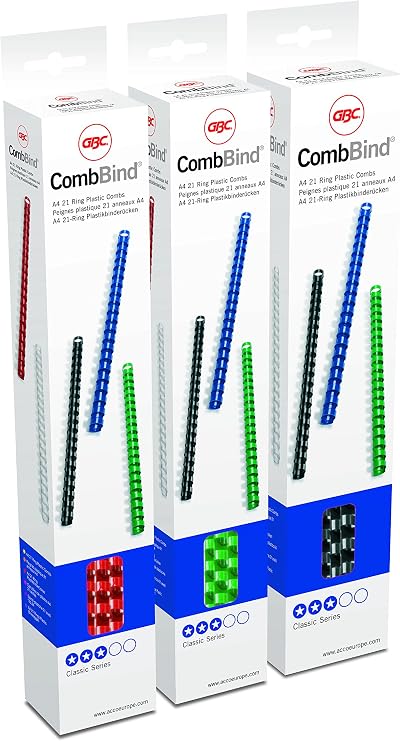 GBC CombBind Binding Combs 8mm A4 White (45 Sheets Capacity, Pack of 25)