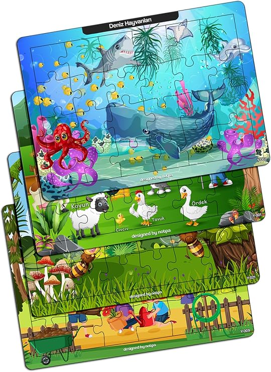 Çocuk Ahşap Puzzle 24 Parça Eğitici Set 4'lü, 3 Yaş ve Üzeri, Ahşap Malzeme, 25x18 cm