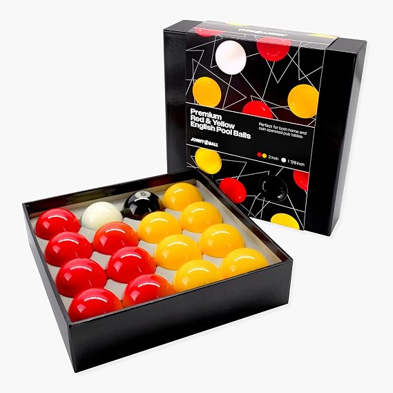 PREMIUM GRADE 2" Inch (50.8mm) English Pool Balls + 1 7/8 Inch Cue Ball - Perfect for Home Tables and Coin-operated Tables