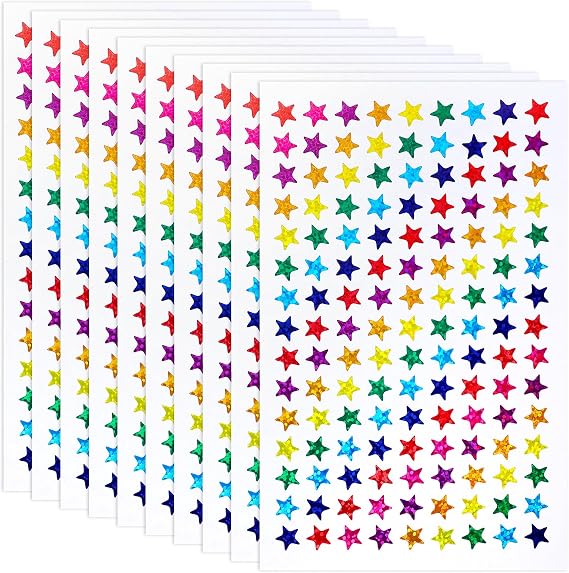 1350 Pcs Small Star Stickers,0.3" Mini Star Stickers for Kids Reward Holographic Stars Sticker for DIY Behavior Chart School Classroom Student Teacher Supplies