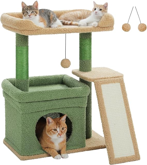 PAWZ Road 27'' Cat Tree with Large Perch, Condo Green