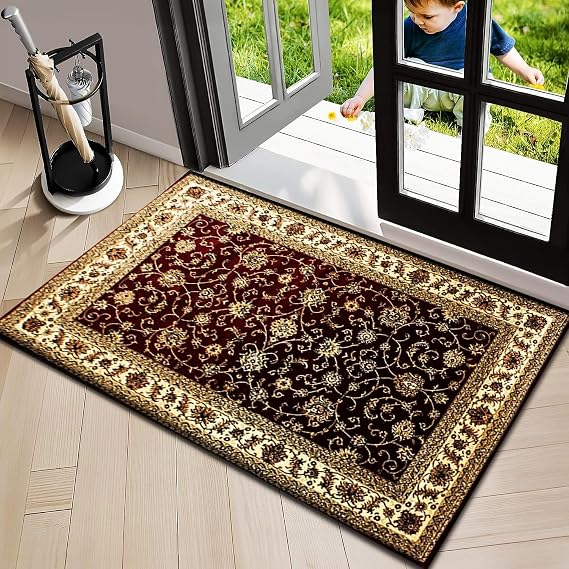 Fit Even Marrakesh Runner Rug – Large Washable Non-Slip Carpet for Living Room, Bedroom, Lounge, Dining, Kitchen, Modern Indoor Long Floor Rug (Red - 210, 60x110 cm)