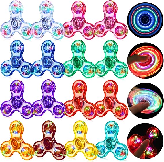 Light Up Fidget Spinners for Kids 16 Pack, Fidget Spinner Led Glow in Dark