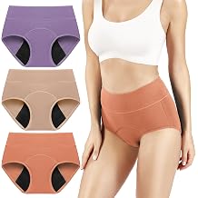 Period Pants for Women Heavy Flow High Waist Leakproof Menstrual Period Underwear Mesh Breathable Extra Protective Postpartum Panties Pack of 3