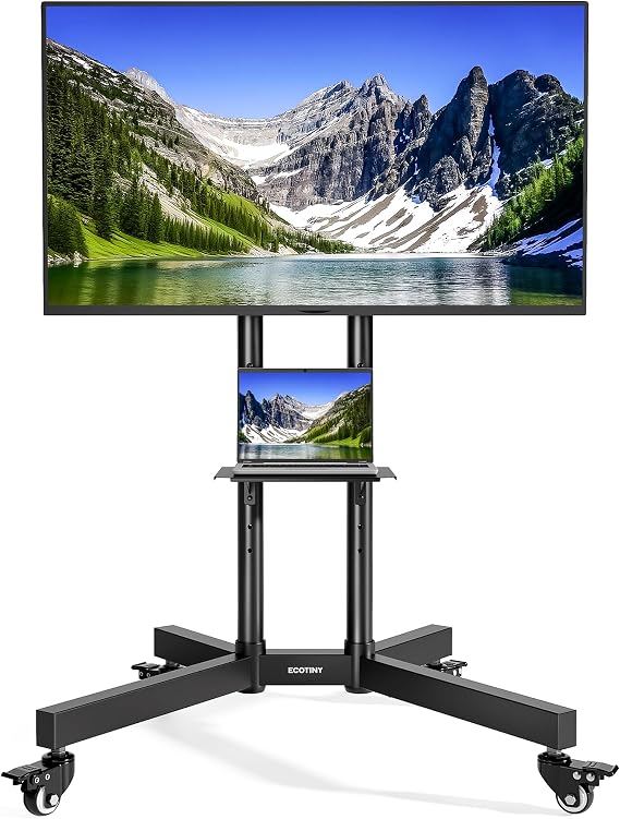Rolling TV Stand for 32–85" Screens — Supports 70 kg TV, Black