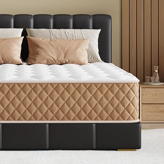 Double Mattresses 4FT6, 10 Inch Hybrid Memory Foam Mattress, 7-Zone Pocket Sprung Support Double Bed Mattresses, Medium Firm Mattress for Pressure Relief, Motion Isolation (135×190×25cm)