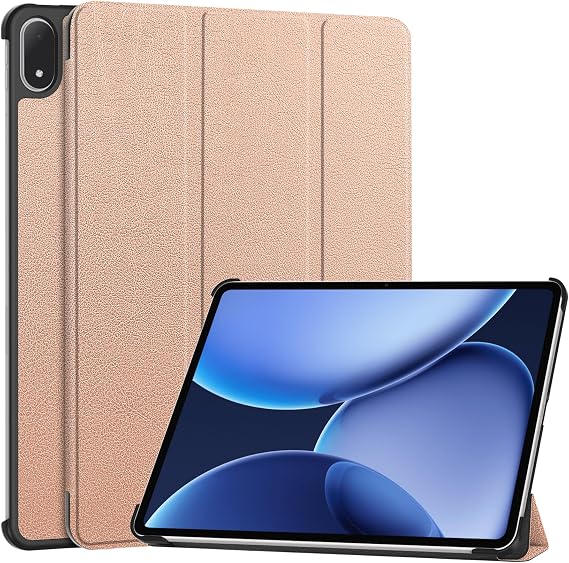 Case Compatible with OnePlus Pad 2 Pro/Pad 3, Stand Feature Ultra Thin Smart Cover with Auto Sleep Wake, PU and PC Anti-scratch Protective Case-Rose gold