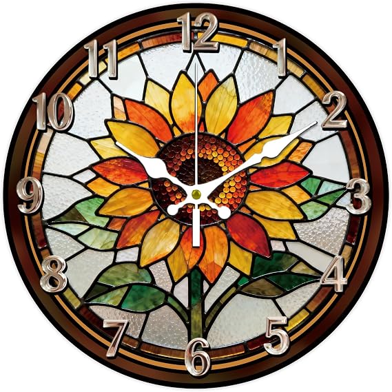 Wall Clock Sunflower 12 Inch
